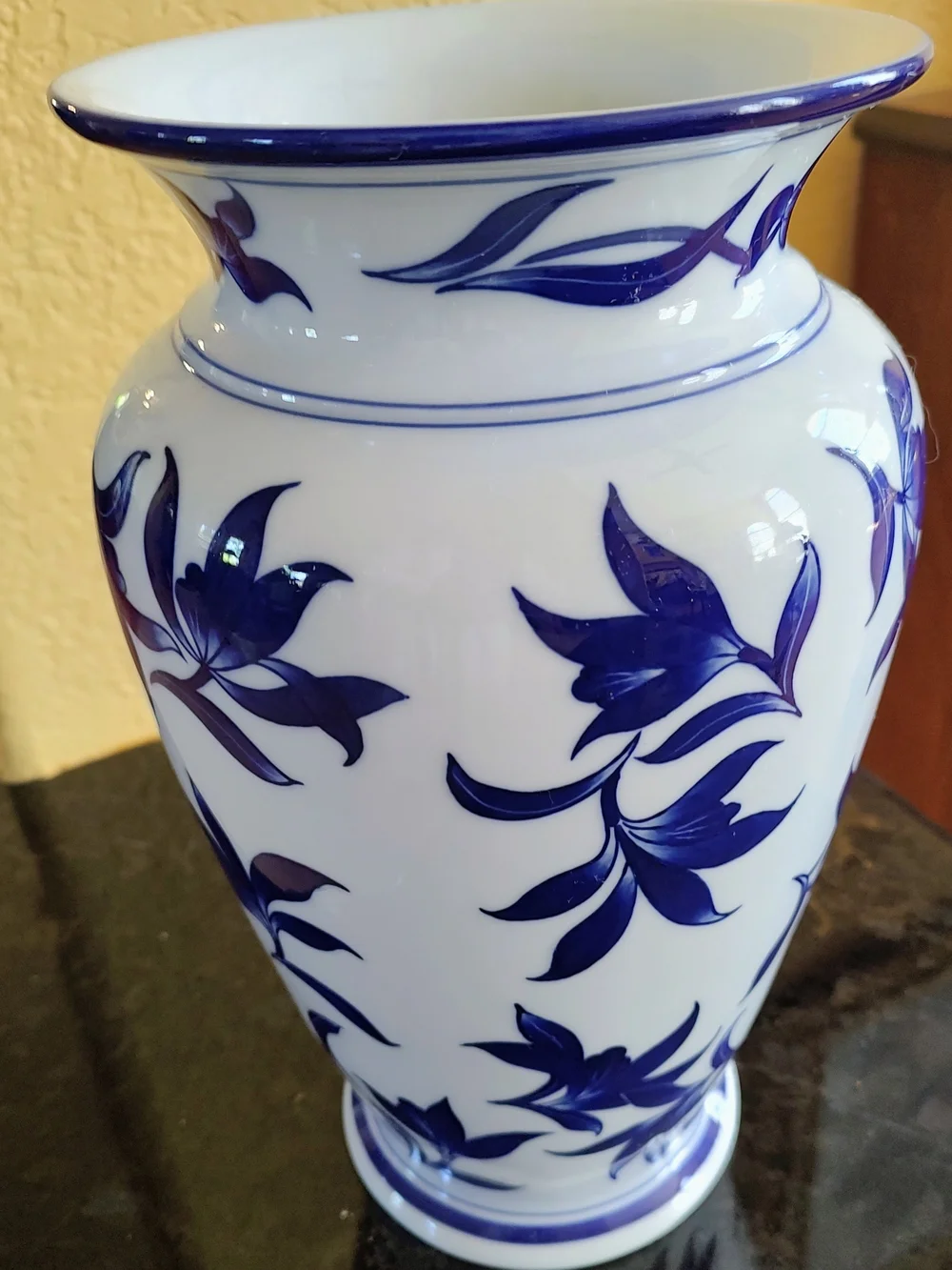 Blue and White Floral Ceramic Vase -